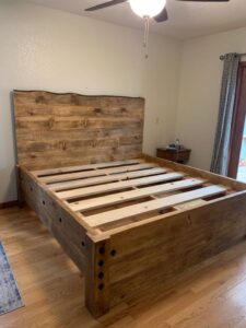Rustic Pine Wooden Bed